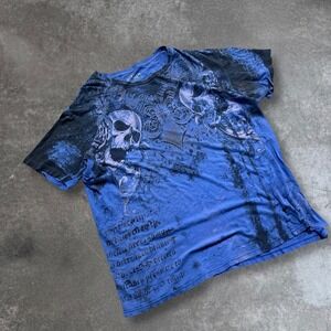 Helix Men's Skull Graphic T Shirt Blue X Large